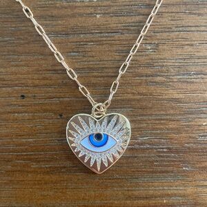 gold filled evil eye heart pendant necklace